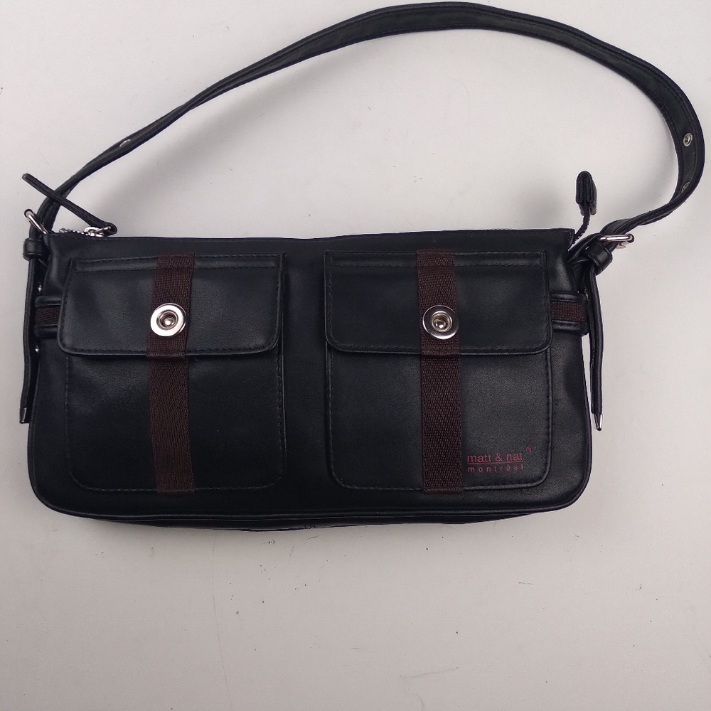 Matt & Nat vegan  handbag black with brown trim.